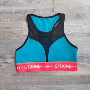 Zumba Fitness Teal and Black Sports Bra